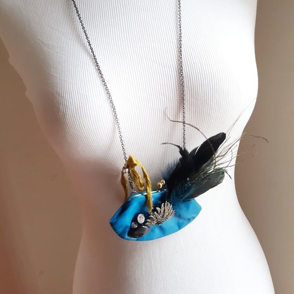 Artisan Upcycled Art Deco Pouch Necklace - Picture 3 of 8